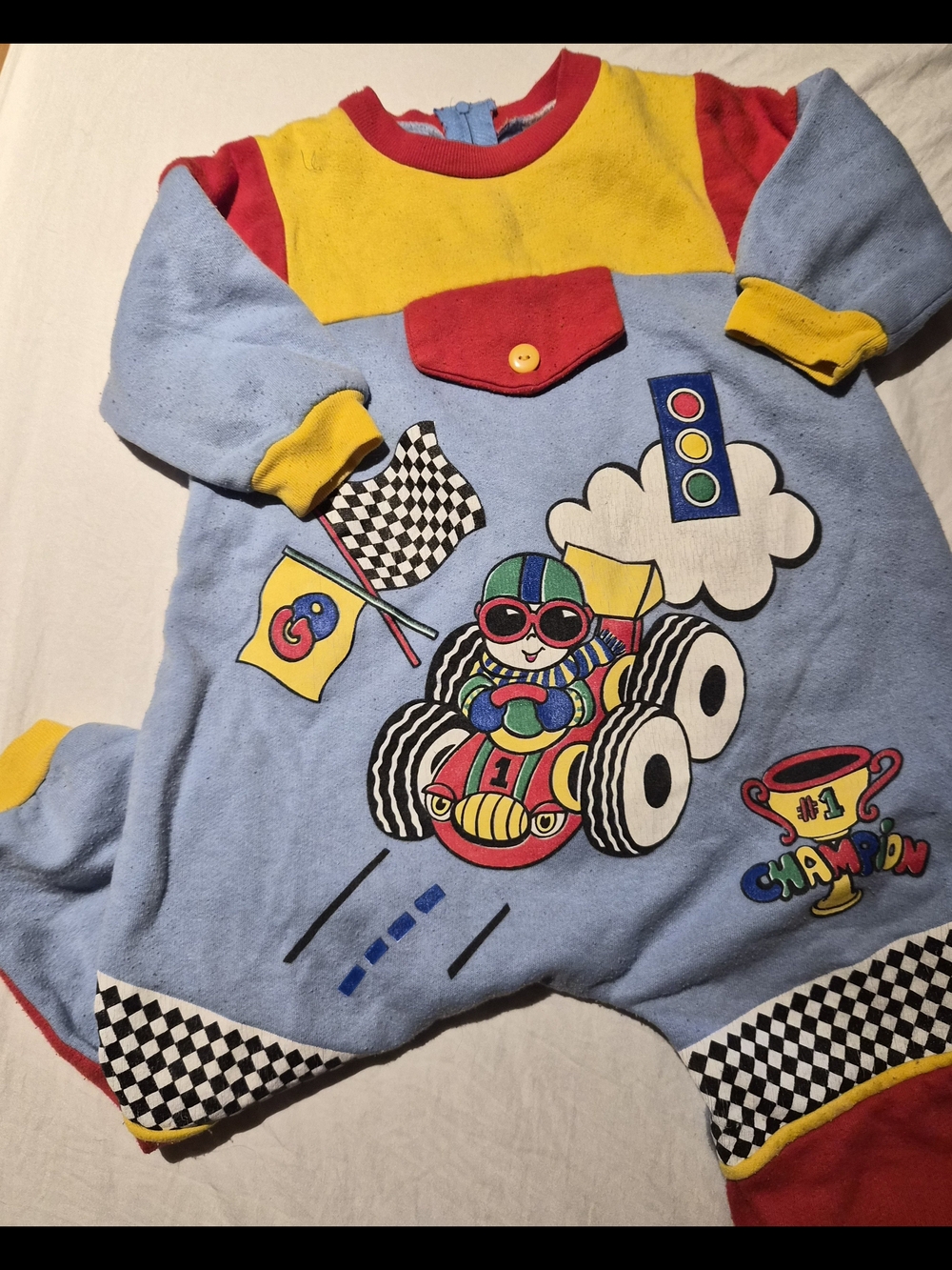 vintage colorblock racing romper